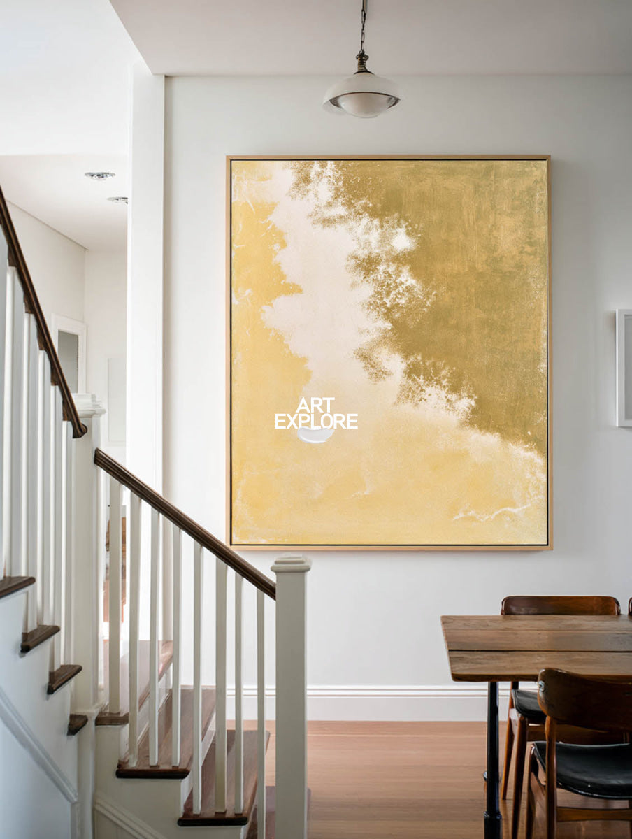 Hand Painted Wabi-Sabi Gold Abstract Art For Modern Living Room Decor