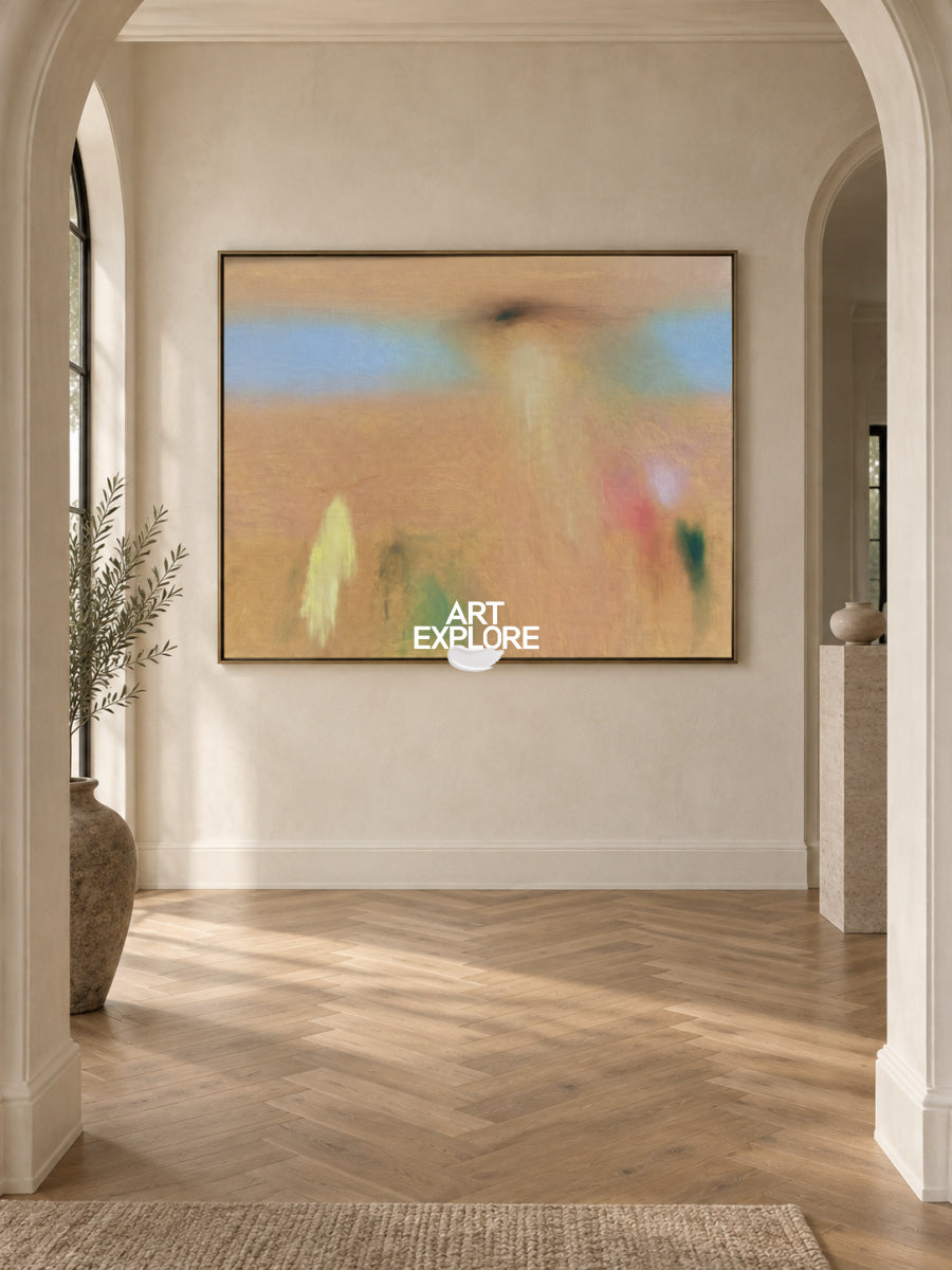 Hand-Painted Abstract Art In Earth Tones Minimalist Aesthetic Canvas