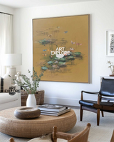 Lotus Pond Wall Art | Minimalist Zen Painting for Large Space - ArtExplore
