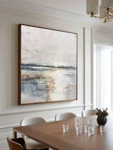 Luxury Minimalist Lake Painting | Large Textured White Blue Canvas ArtExplore