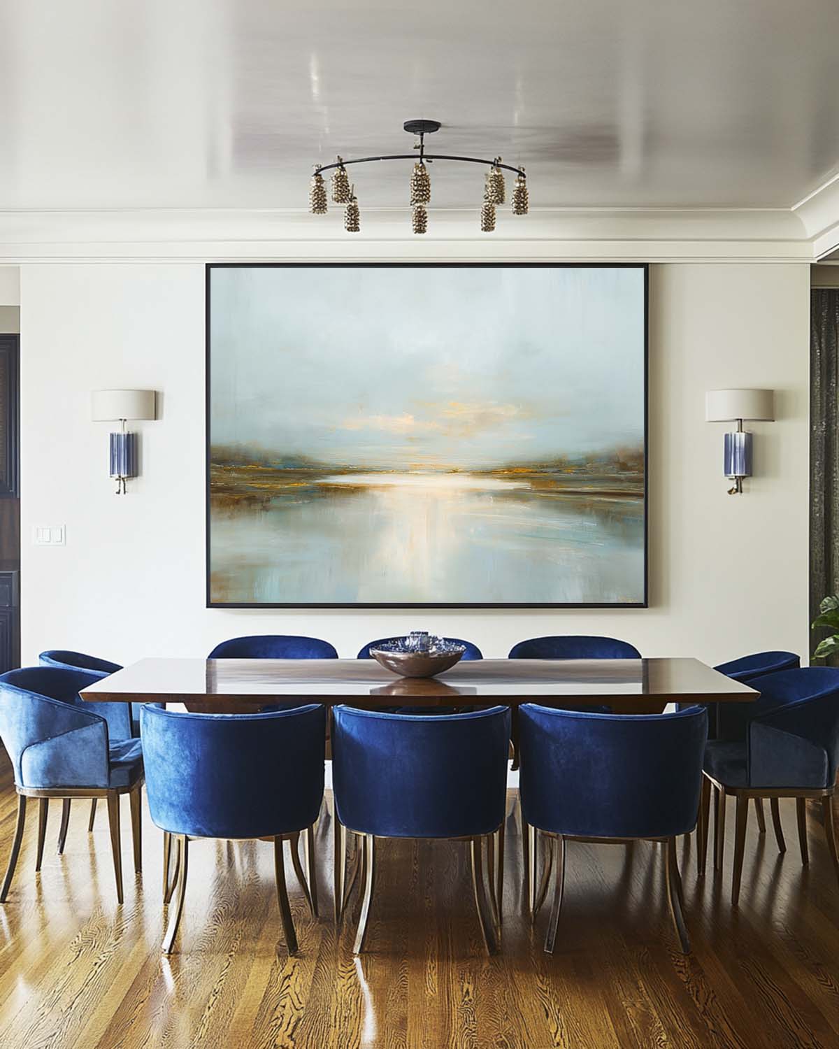 Made-to-Order Tranquil Blue Sunrise Lake Oil Painting – Handmade Wall Art by ArtExplore