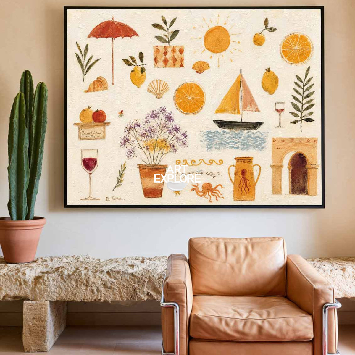 Mediterranean Style Orange Fruit Art For Kitchen And Dining Room Vintage Coastal Wall Decor