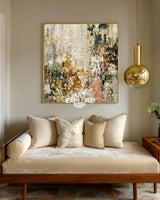 Minimalist Beige Floral Abstract Art, Large Square Wall Painting – ArtExplore