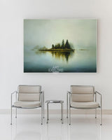 Minimalist Blue Reflection Canvas | Large Lake Landscape Wall Art ArtExplore