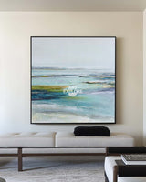 Minimalist Blue River Abstract Art, Handmade Textured Canvas – ArtExplore