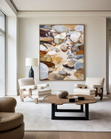 Minimalist Brown Rock Painting | Handmade Large Vertical Texture ArtExplore
