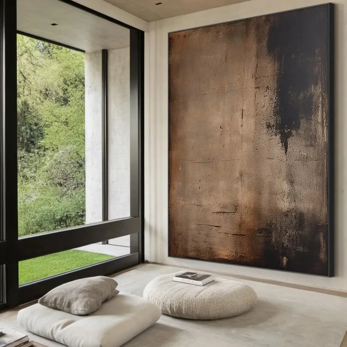 Minimalist Earth-Tone Canvas for Living Room or Hotel Lobby | ArtExplore