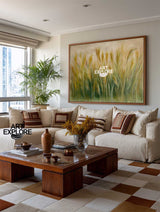Minimalist Grassland Wall Art – Large Horizontal Painting | ArtExplore