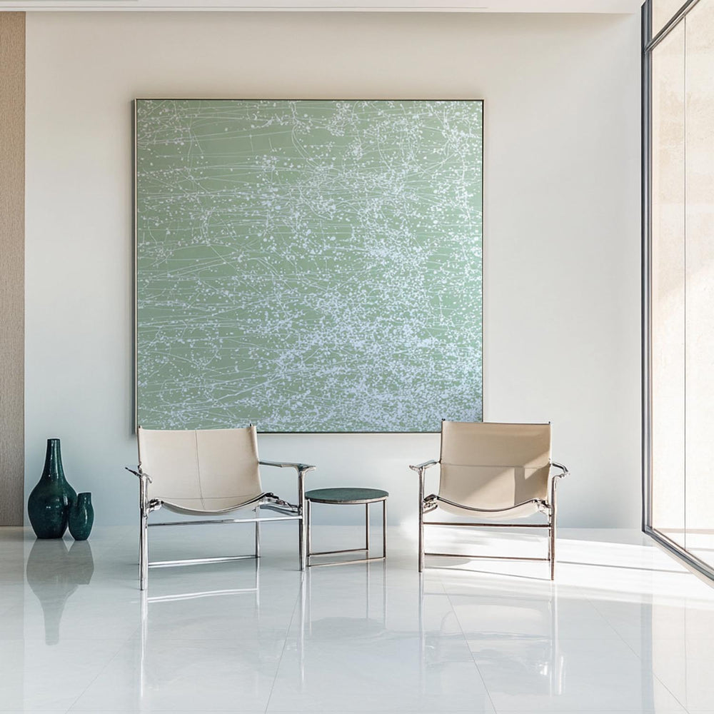 Minimalist Green Abstract Canvas for Living Room or Office | Oil Painting | ArtExplore