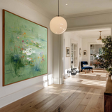 Minimalist Green Pond Painting for Bedroom & Hallway Decor | ArtExplore