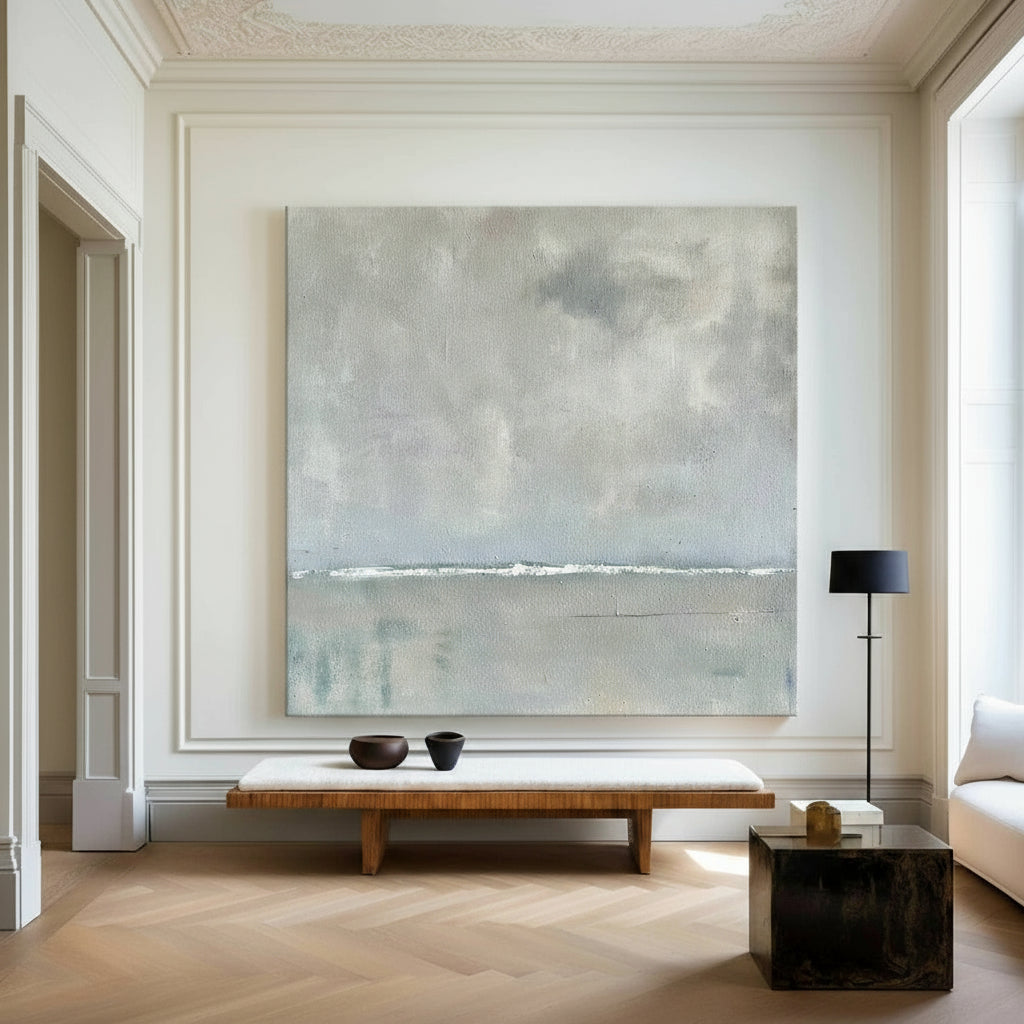 Minimalist Green Texture Painting for Lounge, Office & Hallway | Square Canvas | ArtExplore