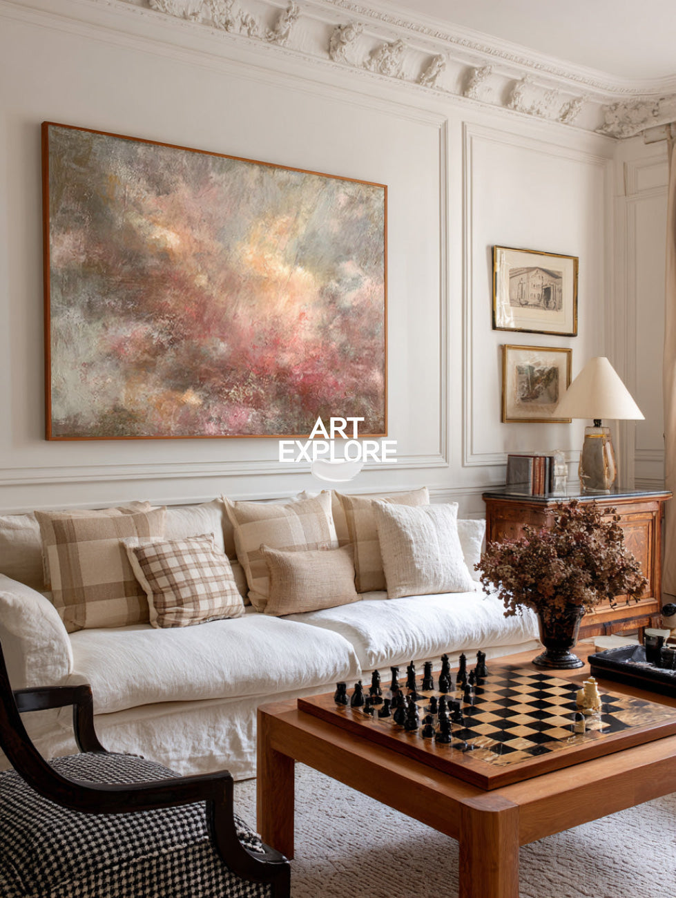 Minimalist Horizontal Cosmic Painting, Large Scale Texture Wall Art ArtExplore