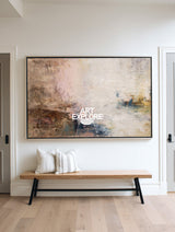 Minimalist Horizontal Wabi-sabi Painting, Warm Large Scale Texture Art ArtExplore