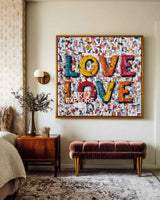 Minimalist Love & Happiness Art - Bold Handmade Square Canvas | ArtExplore