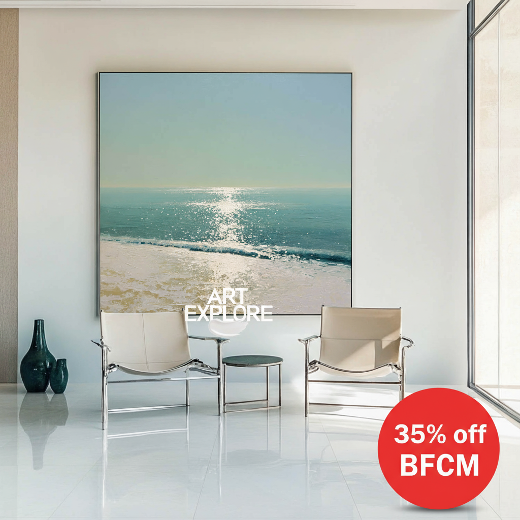 Minimalist Ocean View Canvas Wall Art, Sea Texture Painting – ArtExplore