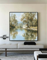 Minimalist River Scene Canvas Art for Living Room Wall – ArtExplore Exclusive