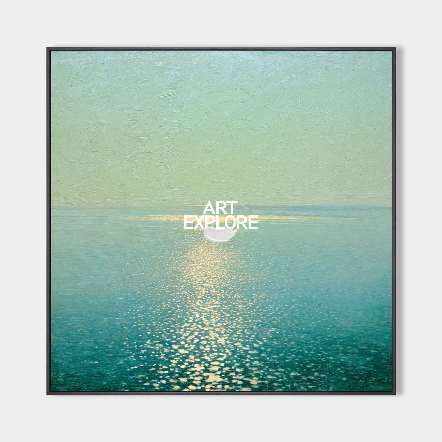 Minimalist Sea Painting Large Blue Green Landscape Art Handmade | ArtExplore