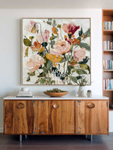 Minimalist Square Floral Oil Painting Rich Texture Spring Bloom - ArtExplore