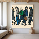 Minimalist Street Life Pop Art | Large Handmade Canvas Painting with Rich Texture | ArtExplore Urban Wall Decor