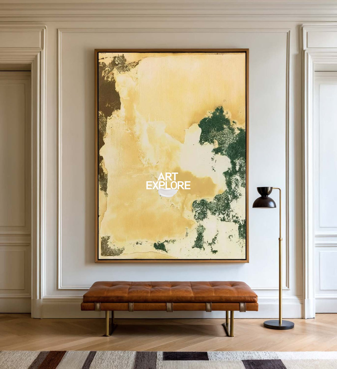 Abstract Gold And Green Canvas Painting Hand-Painted Original Art For Modern Home