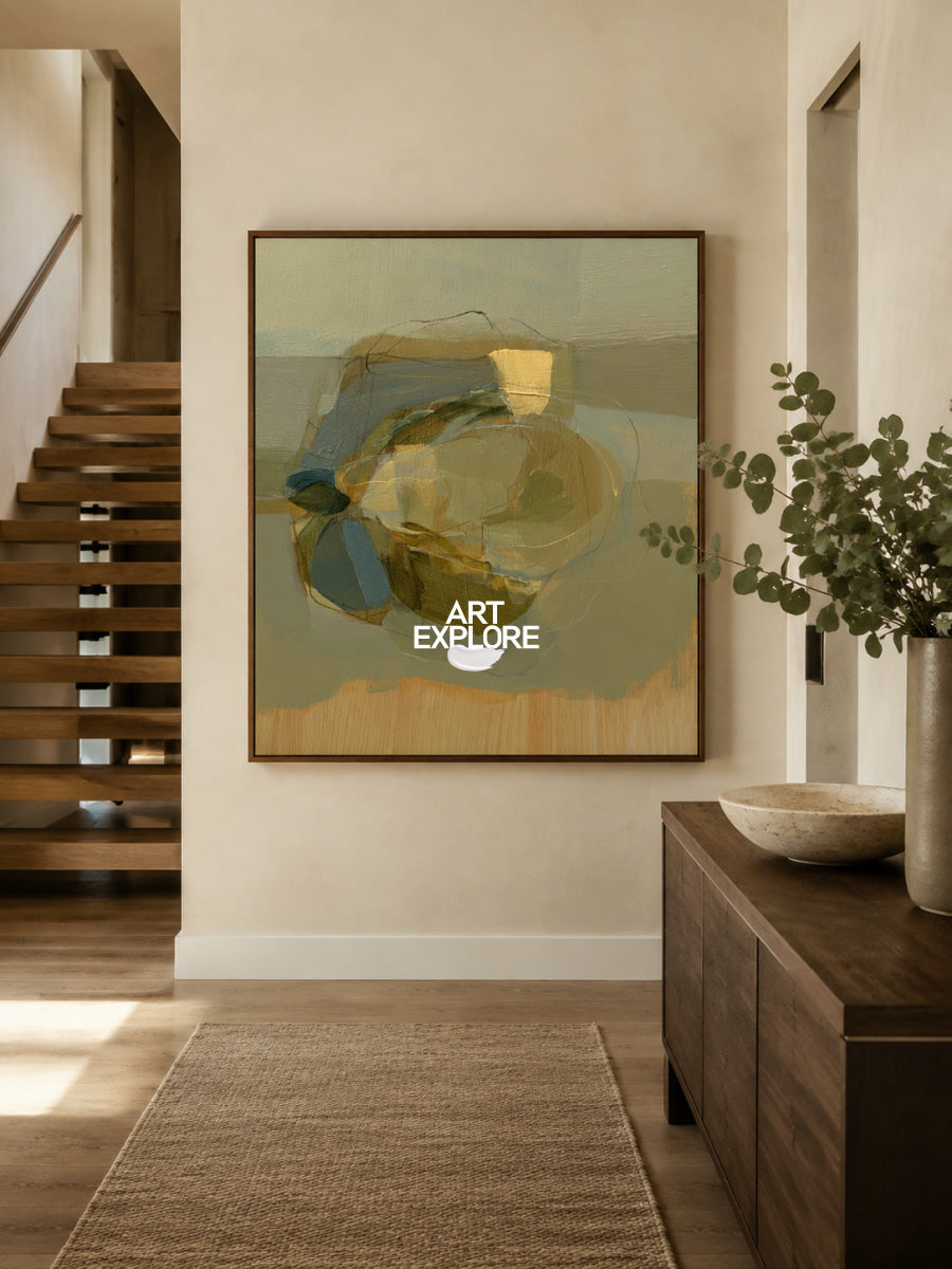 Modern Minimalist Wall Art For Living Room Green Abstract Decor