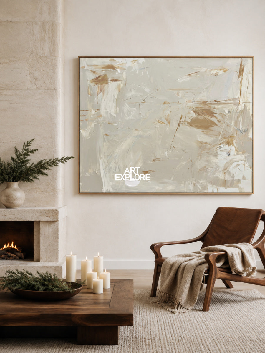 Abstract Grey And Brown Canvas Painting Hand-Painted Wall Art