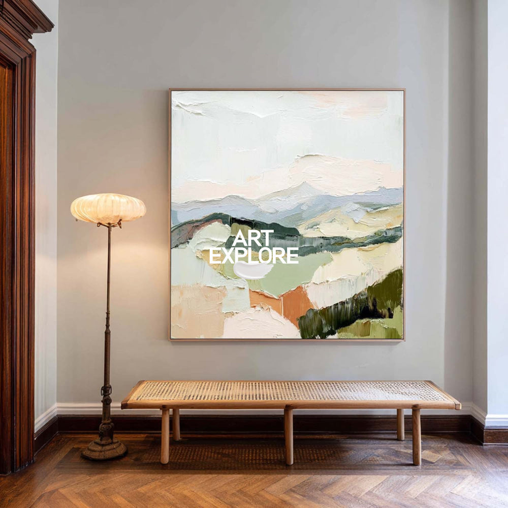 Modern Abstract Hills Painting Large Handcrafted Heavy Texture Statement