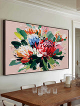 Modern Abstract Lotus Painting, Bold Color Textured Art for Living Room ArtExplore