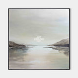 Modern Beige Haze Lake Landscape Oil Painting, Large Textured Wall Art – ArtExplore