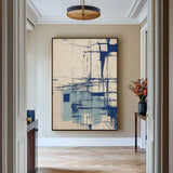 Modern Blue Beige Painting Blue Canvas Art Wabi Sabi Blue Beige Wall Art Large Fine Wall Art