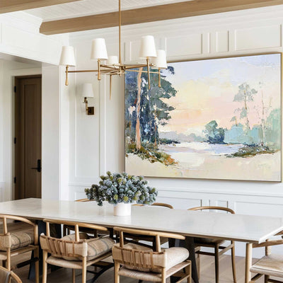 Modern White Wall Art Landscape Textured Wall Art Colorful Minimalist Abstract Livingroom Wall Art