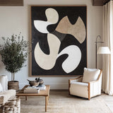 Black And Beige Minimalist Wall Art Matisse Fauvism Oil Painting Black Texture Livingroom Wall Art