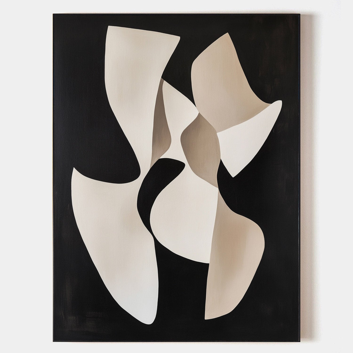 Modern Black And White Canvas Wall Art Wabi-sabi Textured Wall Art Black Minimalist Abstract Wall Art