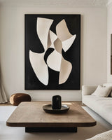 Modern Black And White Canvas Wall Art Wabi-sabi Textured Wall Art Black Minimalist Abstract Wall Art