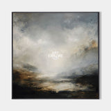 Modern Black Clouds Textured Landscape Wall Art | Large Minimalist Canvas Art by ArtExplore