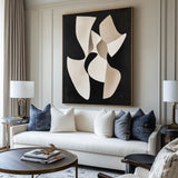 Modern Black And White Canvas Wall Art Wabi-sabi Textured Wall Art Black Minimalist Abstract Wall Art