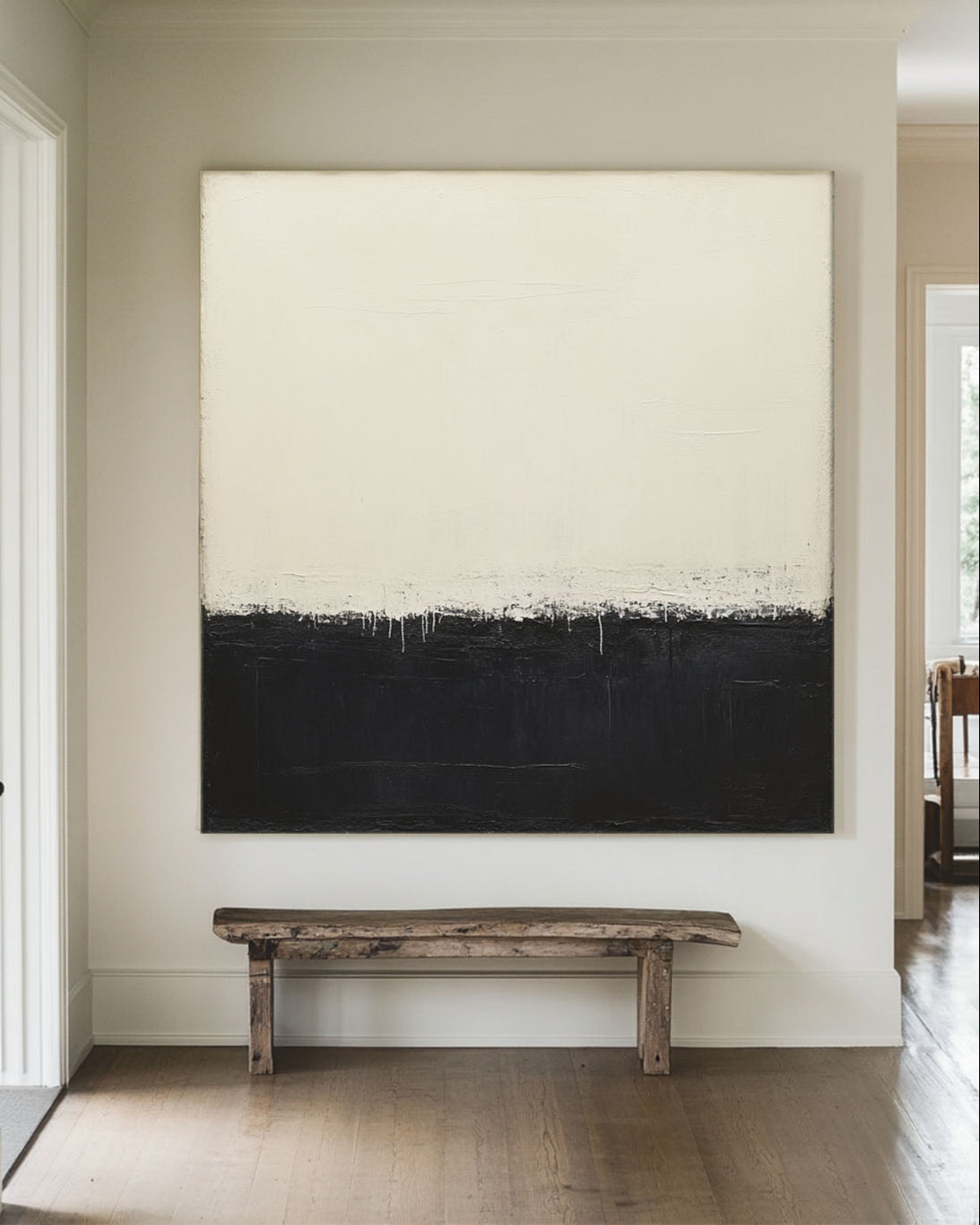 Modern Black And White Texture Oil Painting Large Canvas Art Wabi-sabi Minimalist Textured Paintings
