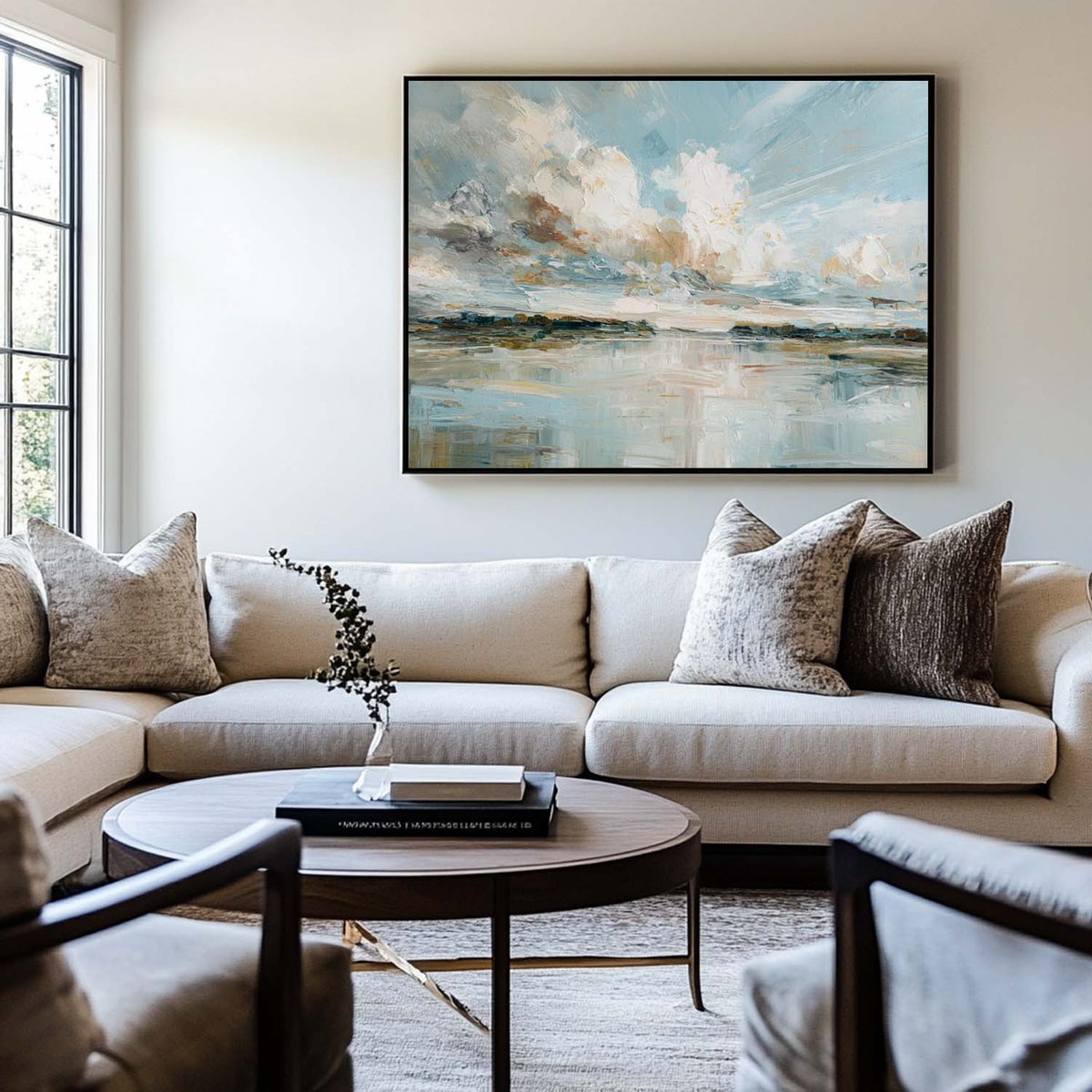 Modern Blue Abstract Landscape Artwork, Perfect for Large Vertical Decor – ArtExplore