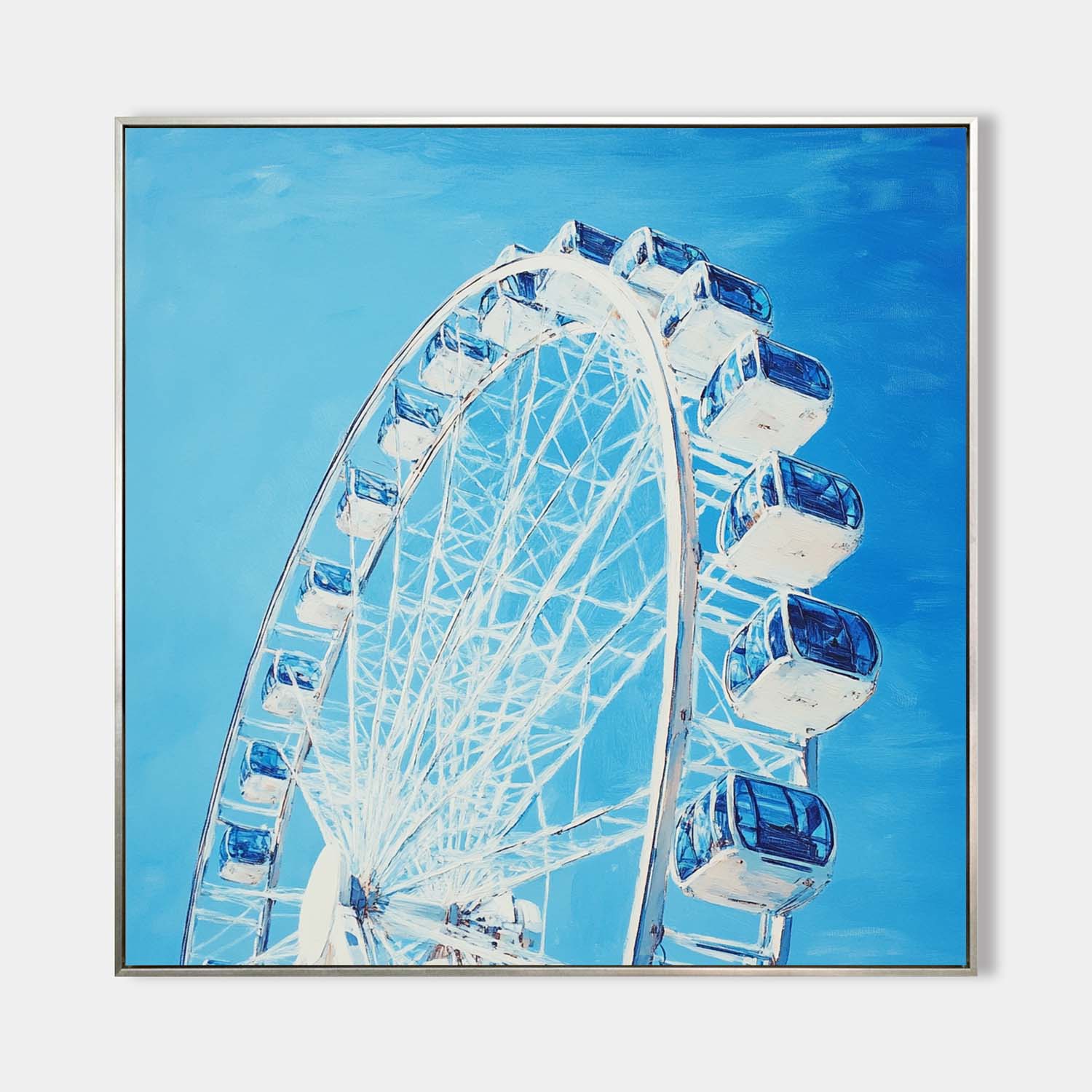 Modern Blue Ferris Wheel Art Painting Blue Sky & Ferris Wheel Wall Art Modern Wall Art For Sale