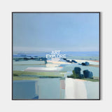 Modern Blue Field Landscape Art, Textured Square Canvas Wall Art – ArtExplore