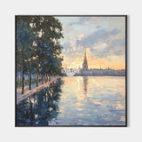 Modern Blue Lake Scenery Painting Large Textured Wall Art for Home Décor | ArtExplore