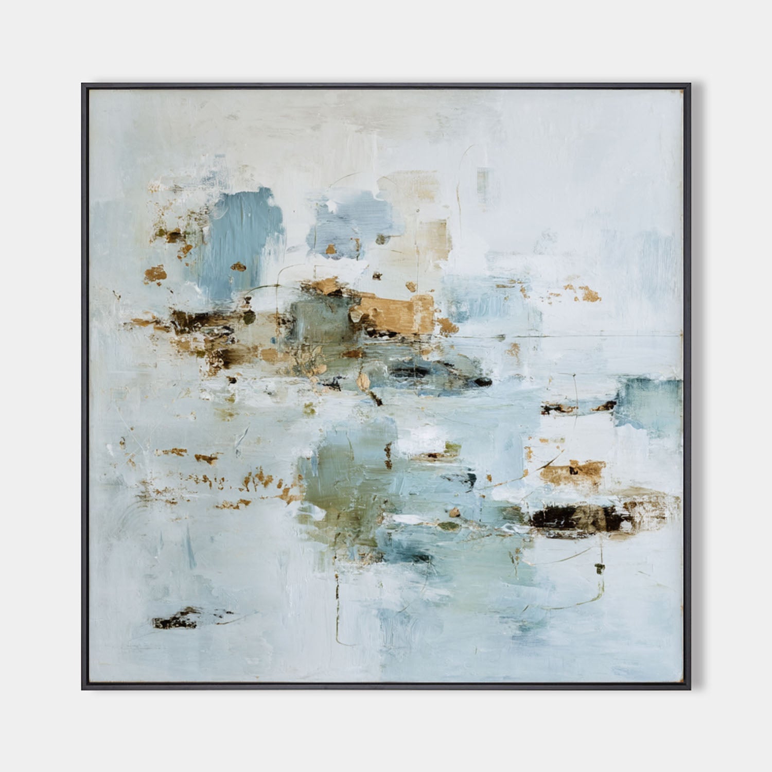 Modern Blue Landscape Wall Art – Handmade Abstract Canvas for Large Space Home Decor, Minimalist Scenery by ArtExplore