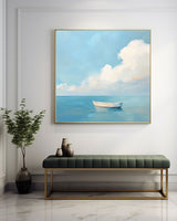 Modern Blue Seascape Oil Painting Large Textured Sea Canvas Art Blue Sea Wall Art For Livingroom