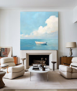 Modern Blue Seascape Oil Painting Large Textured Sea Canvas Art Blue Sea Wall Art For Livingroom