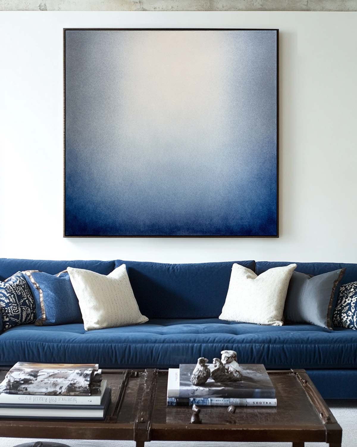 Modern Blue Square Texture Painting for Large Space | Minimalist Wall Décor | ArtExplore
