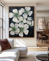 Modern Boho Floral Wall Art, Large Black & White Painting | ArtExplore