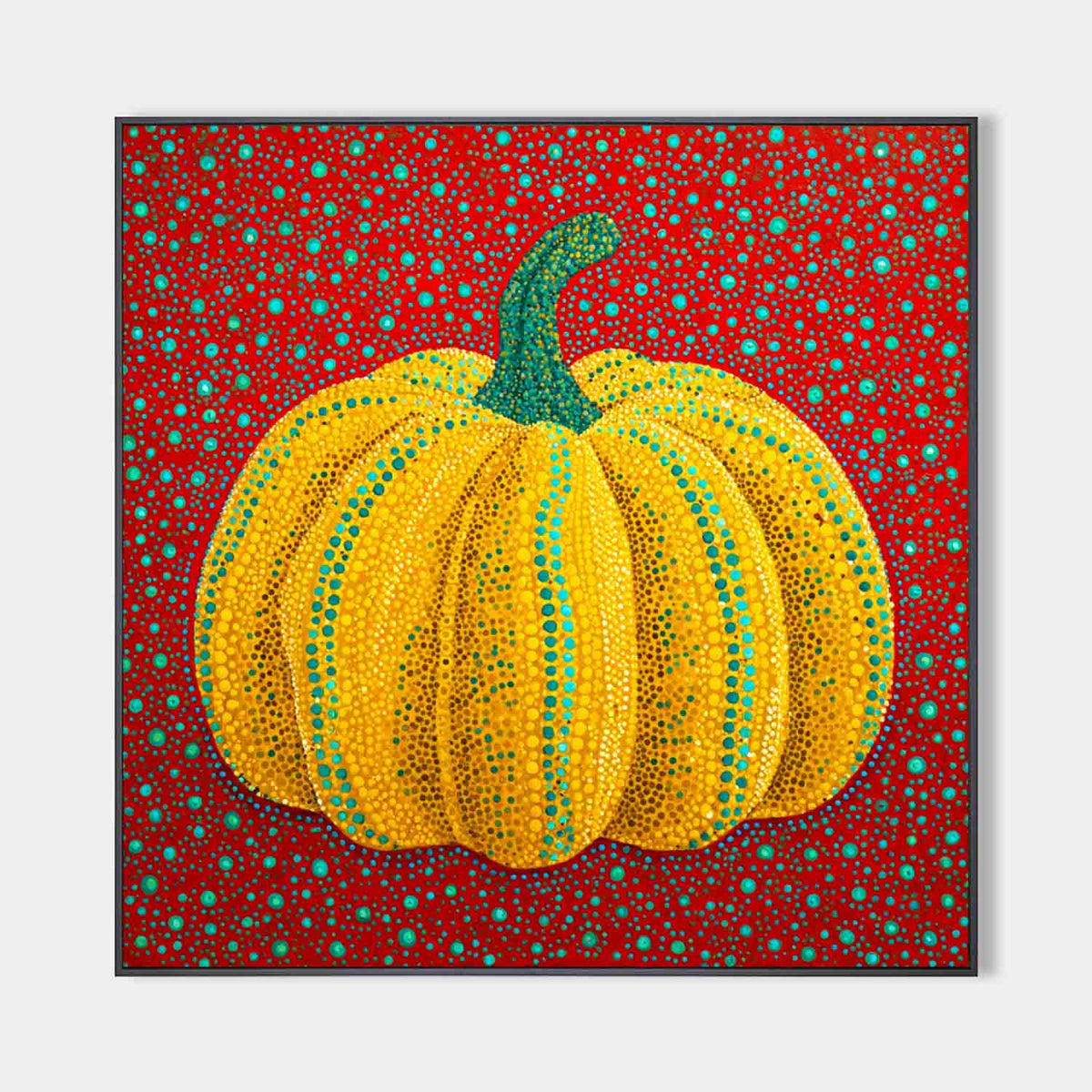 Modern Bold Color Pumpkin Wall Art Yayoi Kusama Painting, Large Pumpkin Painting for Living Room