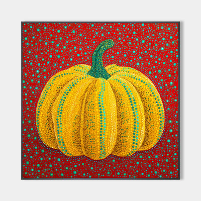 Modern Bold Color Pumpkin Wall Art Yayoi Kusama Painting, Large Pumpkin Painting for Living Room