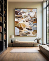 Modern Brown Rock Art | Large Vertical Handmade Texture Canvas ArtExplore