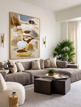 Modern Brown Rocky Texture Art | Vertical Handmade Canvas for Big Interiors ArtExplore